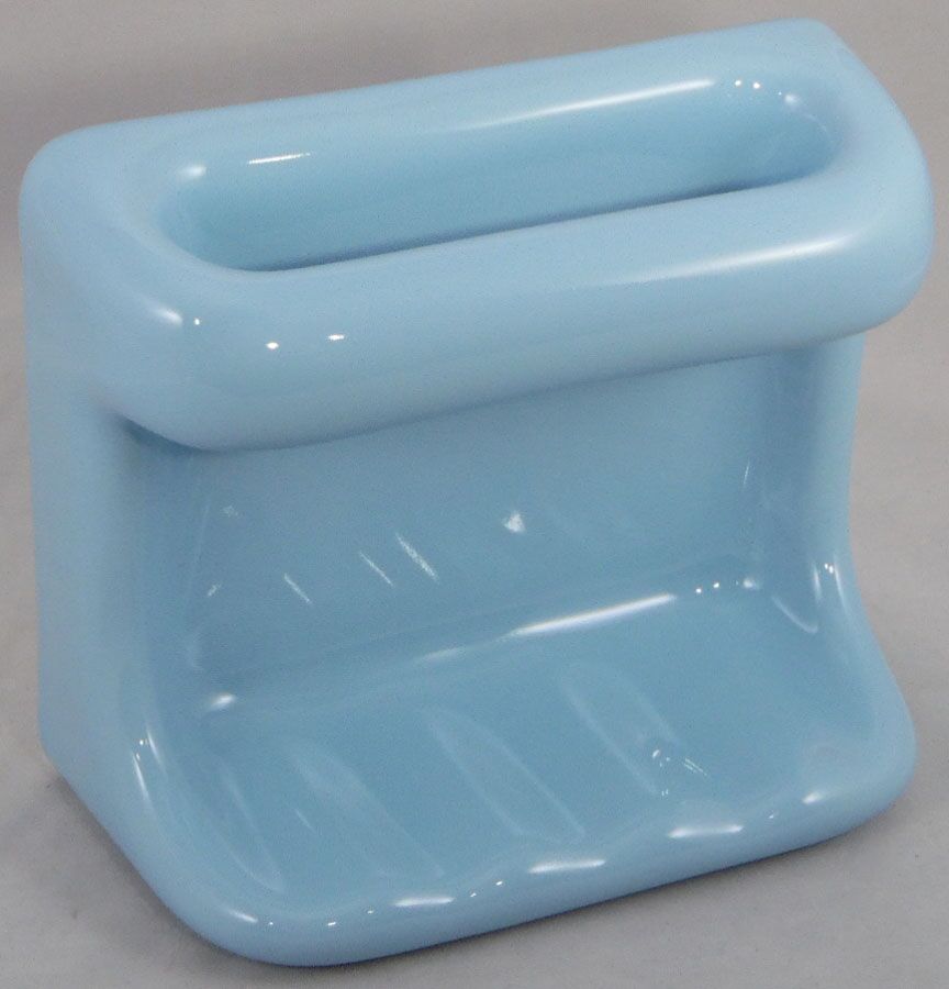 Vintage Light Sky Baby Blue Ceramic Tile-In Wall Bathroom Soap Dish Holder