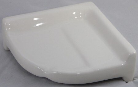 Black Ceramic Soap Dish Tray Corner Shelf Ledge 9 inch Large Jumbo Mid Century 