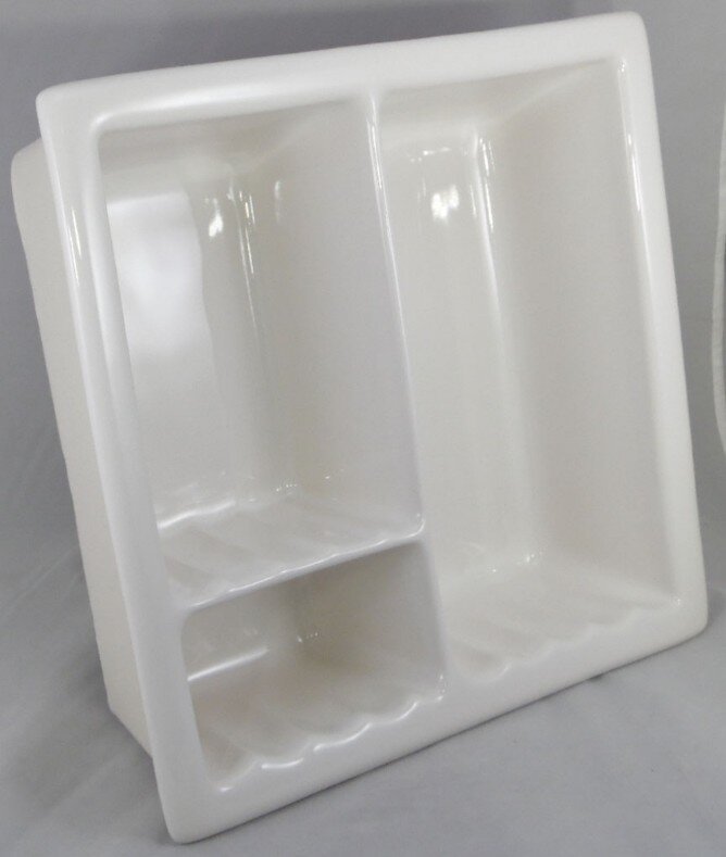 Ceramic recessed shower caddy from AC Products