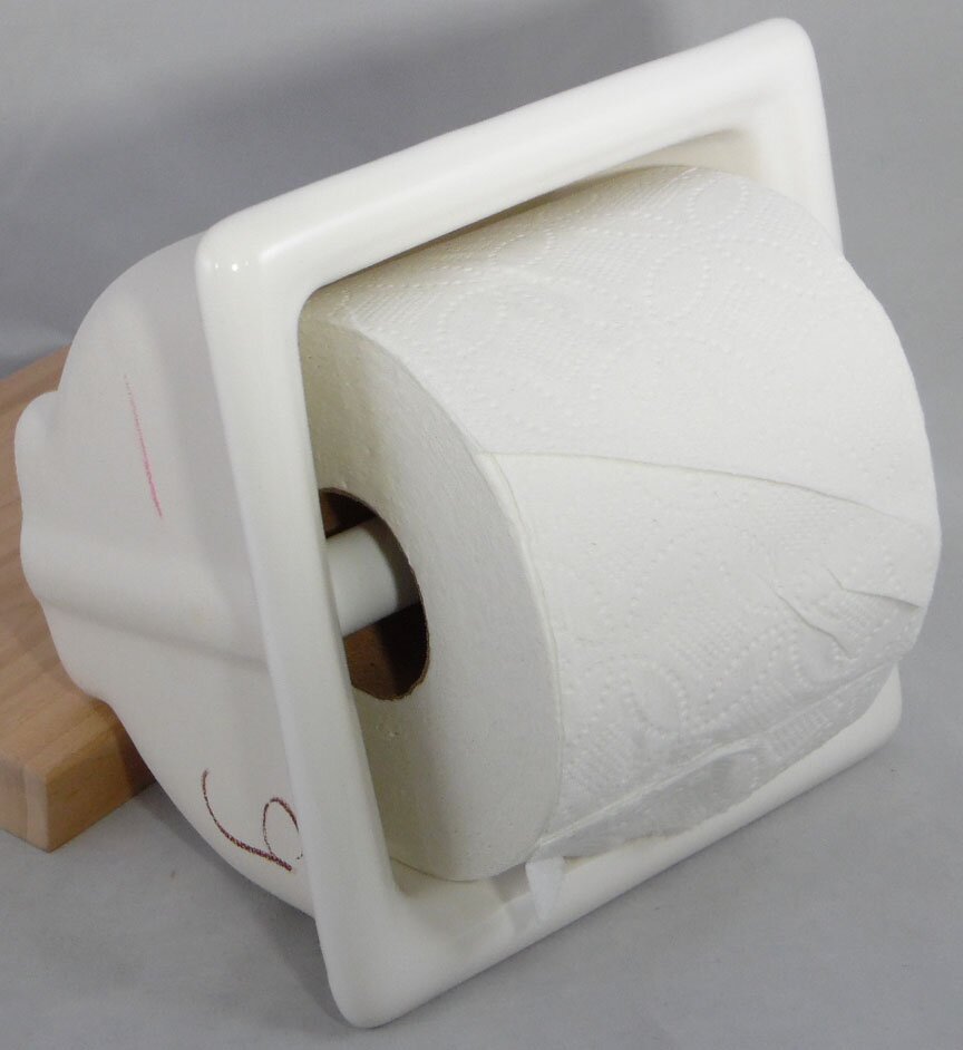Vintage *Brilliant White* Full-Recessed Glossy Ceramic Toilet Paper Holder   NOS 