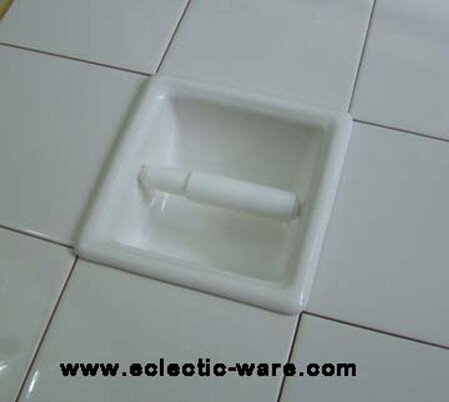 Ceramic TP holder recessed mounted into tiled wall Ceramic TP holder recessed mounted into tiled wall