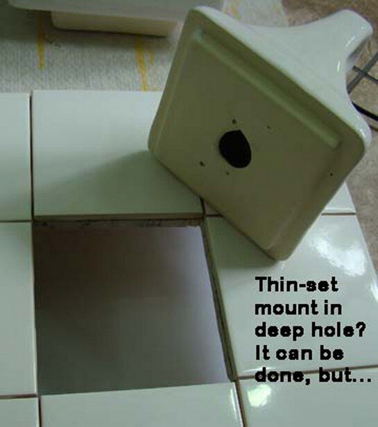 AC Products thin-set mount soap dish over hole in the wall