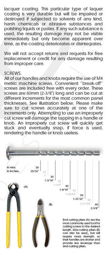 Siro Designs metric break-away screws guidelines