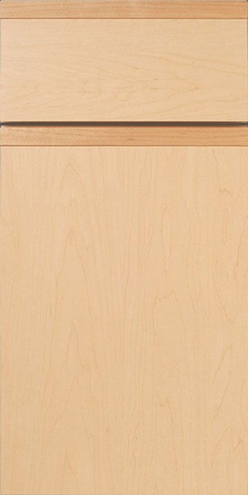 Melamine kitchen cabinet door with C-pull wood finger pulls Melamine kitchen cabinet door with C-pull wood finger pulls