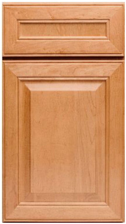 Woodmont Doors Barcelona5 Maple raised panel miter corner kitchen cabinet door