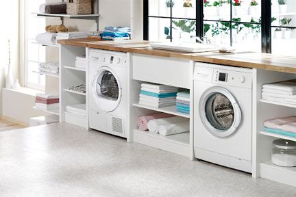 laundry room with butcher block counter top